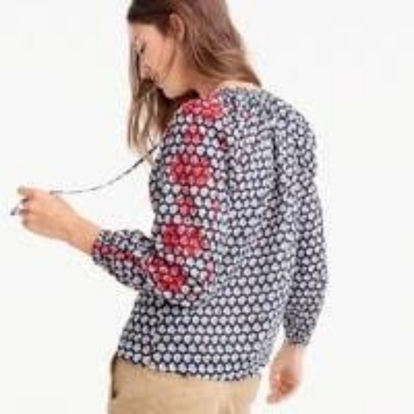 J CREW Embroidered Peasant Top - NWT Sz 14 - Picture 3 of 4